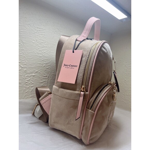 JUICY COUTURE Pink POWDER Blush HERITAGE Embroidered VELOUR Bag BACKPACK - NWT main image 4